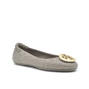 Tory Burch Quilted Minnie Flat Dust Storm/Gold